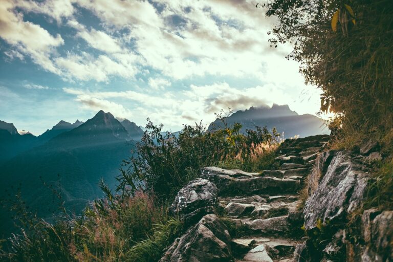 rocks, steps, mountain range