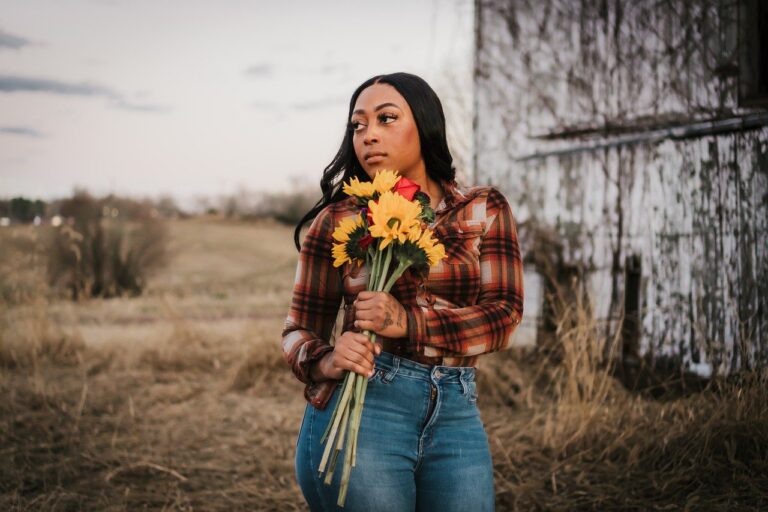 woman, flowers, model