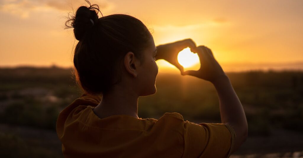 Woman Doing Hand Heart Sign