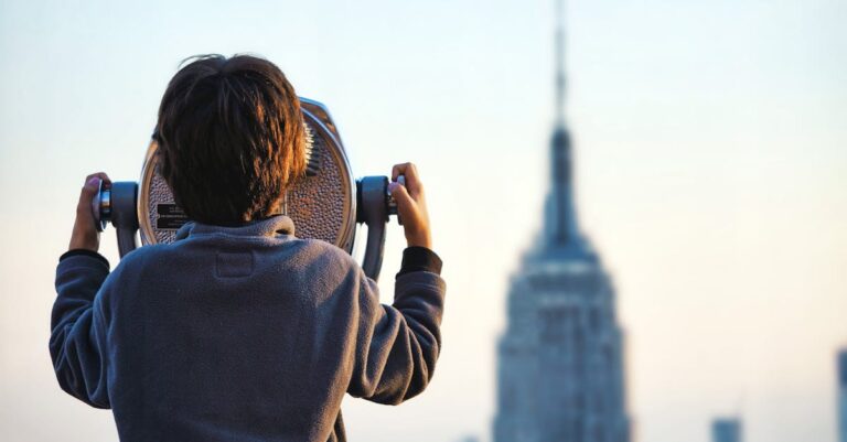 Boy Looking At The Empire State Building