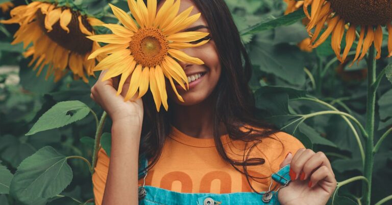 Woman Holding Sunflower