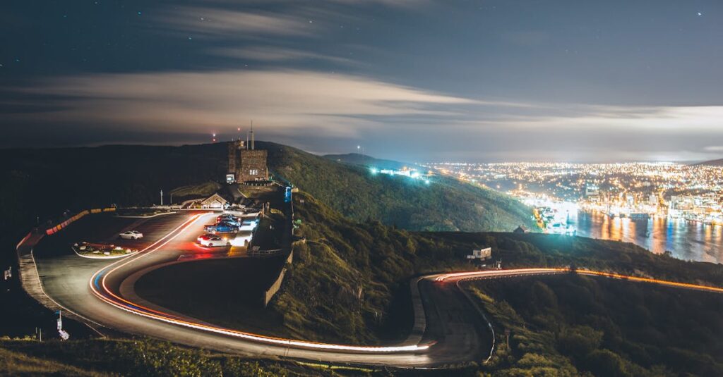 Cityscape with road in mountains