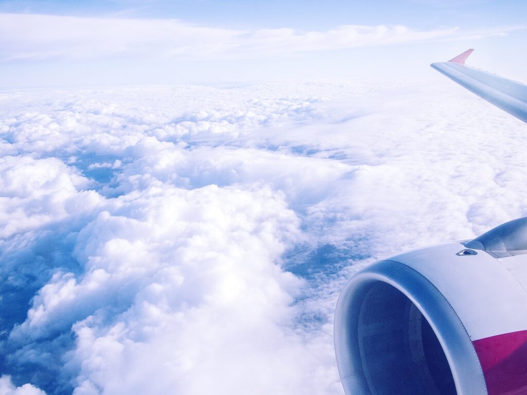 airplane, view, sky, clouds, blue, white, light, above clouds, flight, flying, blue sky, plane, tourist, tourism, sunny, holiday, vacation, nature, austrian, airline, airplane, airline, airline, airline, airline, airline